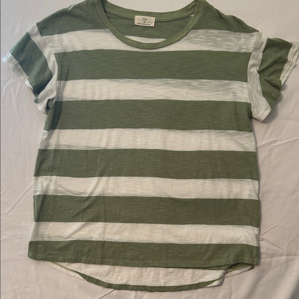 T.La Olive and White Striped Top